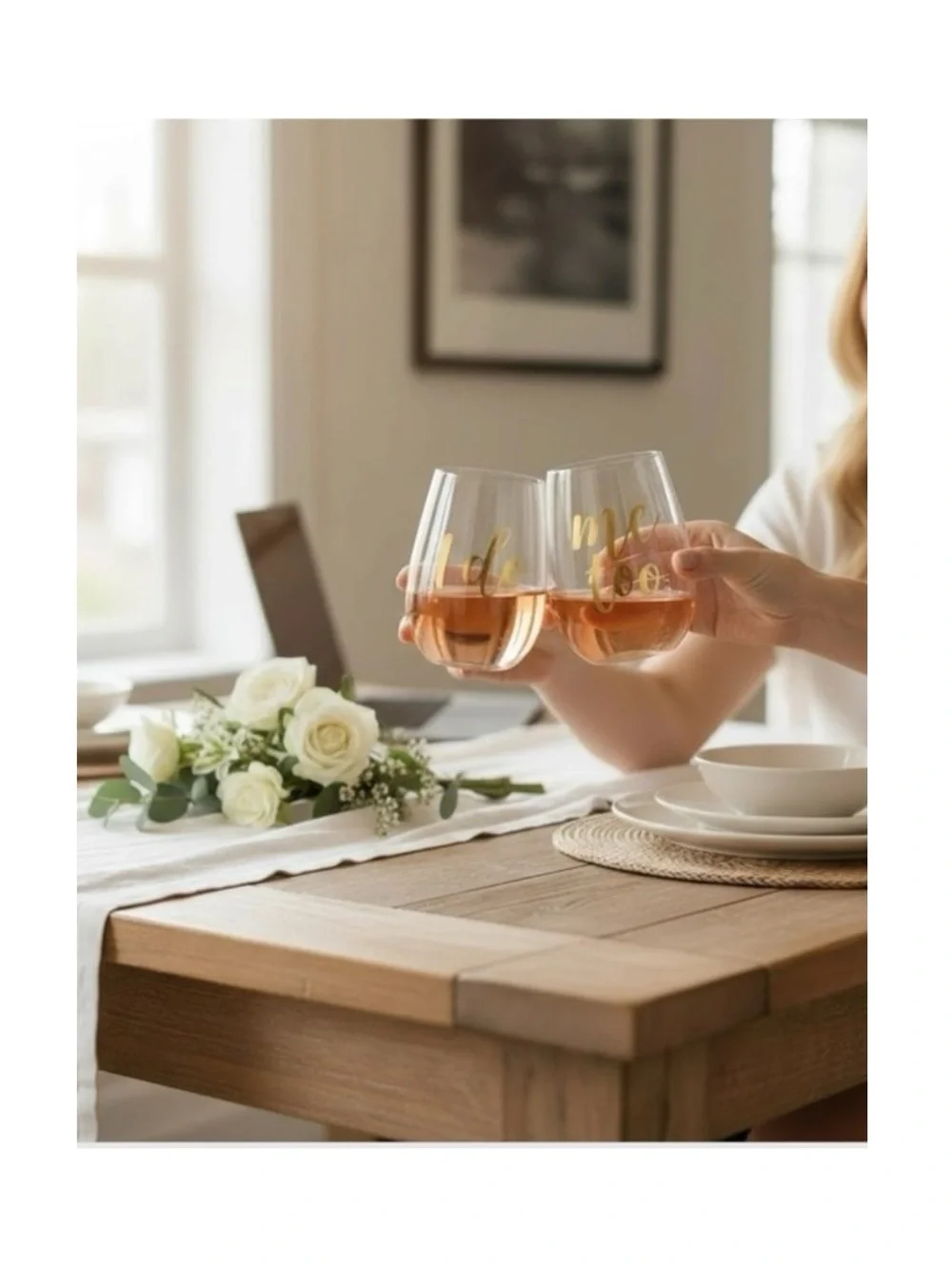 new ✶ I Do + Me Too ✶ Clear Bridal Wine Glass ✶ Set of 2 ✶ Gold Foil Lettering ✶